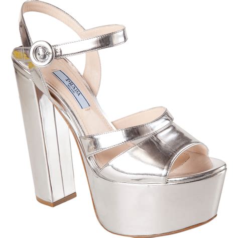 Prada silver platform sandals